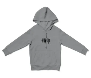 Hukum (Black) Unisex Youth Hoodie in Sport Grey Color